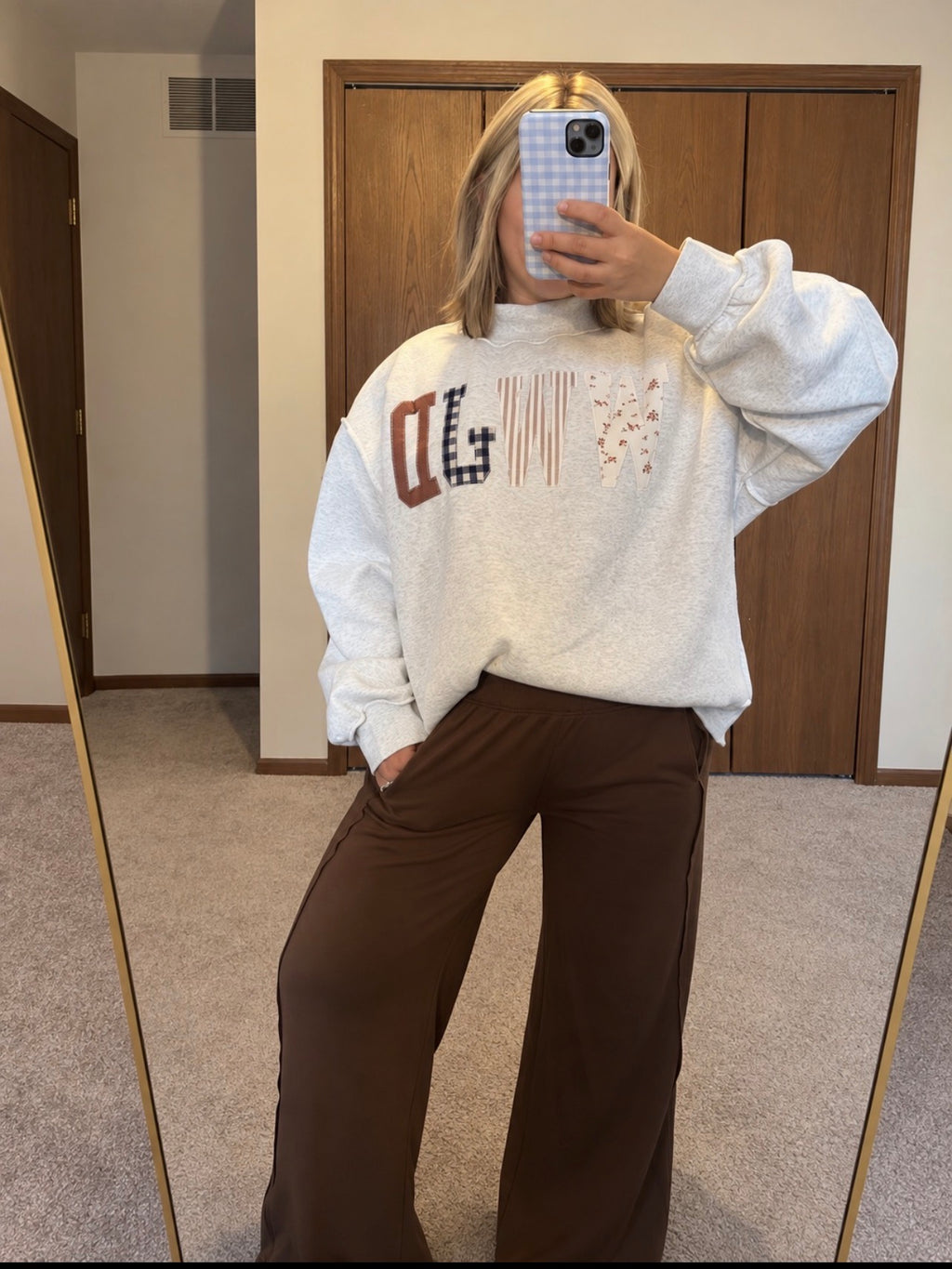 WWJD Embroidered Patchwork Sweatshirt